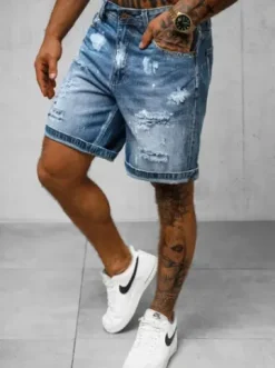 Spodenki męskie jeansowe niebieskie O/VIP-2441^Ozonee Sale