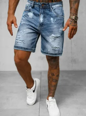 Spodenki męskie jeansowe niebieskie O/VIP-2441^Ozonee Sale