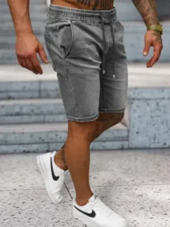 Spodenki męskie jeansowe szare NB/MP0314GC^Ozonee Fashion