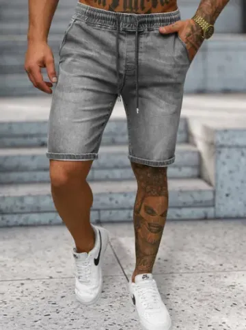 Spodenki męskie jeansowe szare NB/MP0314GC^Ozonee Fashion