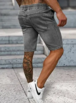 Spodenki męskie jeansowe szare NB/MP0314GC^Ozonee Fashion