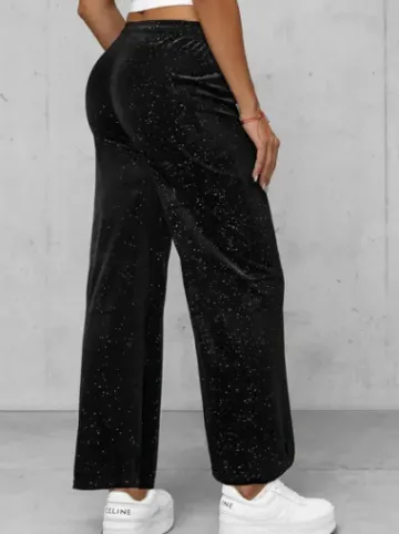 Spodnie damskie welurowe z szeroką nogawką czarne JS/92K519/3^Ozonee Online