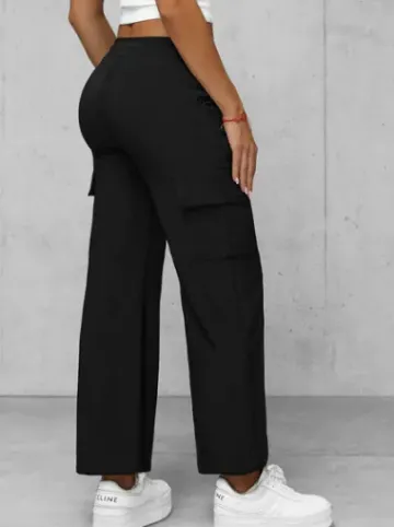 Spodnie damskie z szeroką nogawką czarne JS/92K515/3^Ozonee Fashion