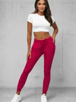 Spodnie dresowe damskie bordowe JS/CK01Z^Ozonee Fashion