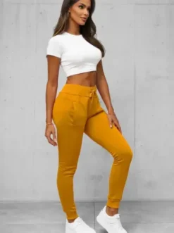 Spodnie dresowe damskie camelowe JS/CK01Z^Ozonee Hot