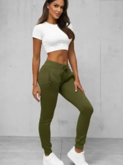Spodnie dresowe damskie khaki JS/CK01Z^Ozonee Hot