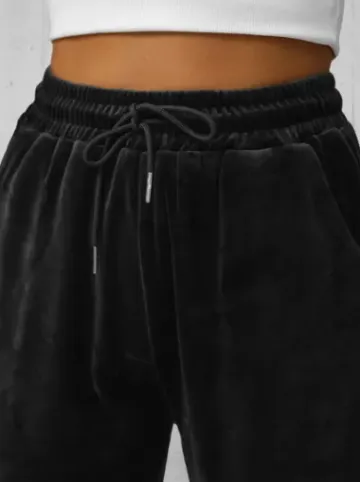 Spodnie dresowe damskie welurowe czarne JS/8K1532/3^Ozonee Fashion