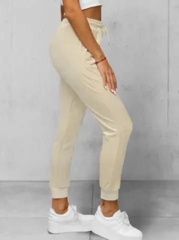 Spodnie dresowe damskie welurowe ecru JS/8K1532/155^Ozonee Fashion