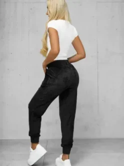 Spodnie dresowe damskie welurowe czarne JS/92K529/3^Ozonee Online