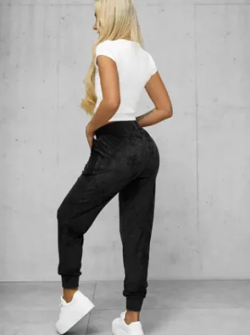Spodnie dresowe damskie welurowe czarne JS/92K529/3^Ozonee Online