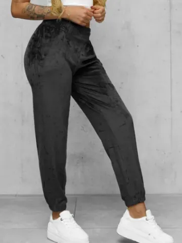 Spodnie dresowe damskie welurowe grafitowe JS/92K528/5^Ozonee Fashion