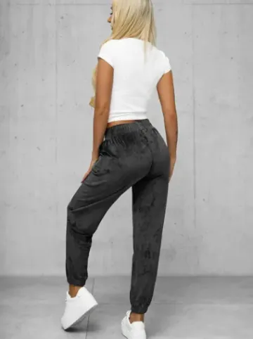 Spodnie dresowe damskie welurowe grafitowe JS/92K528/5^Ozonee Fashion