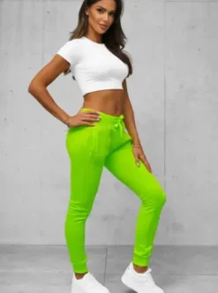Spodnie dresowe damskie zielone-neonowe JS/CK01/31Z^Ozonee Hot