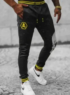 Spodnie dresowe męskie czarne JS/K10228Z^Ozonee Fashion