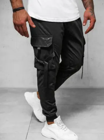 Spodnie dresowe męskie czarne O/PS6021^Ozonee Fashion