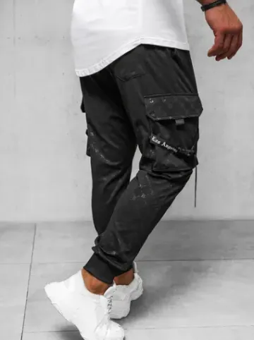 Spodnie dresowe męskie czarne O/PS6021^Ozonee Fashion