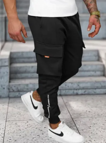 Spodnie dresowe męskie czarno-pomarańczowe O/FF5026^Ozonee Best