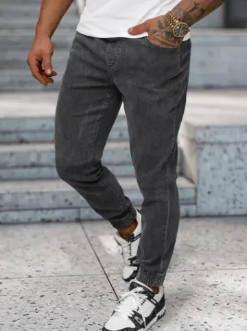 Spodnie jeansowe joggery męskie grafitowe NB/MP0272GS^Ozonee Hot