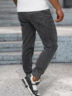 Spodnie jeansowe joggery męskie grafitowe NB/MP0272GS^Ozonee Hot