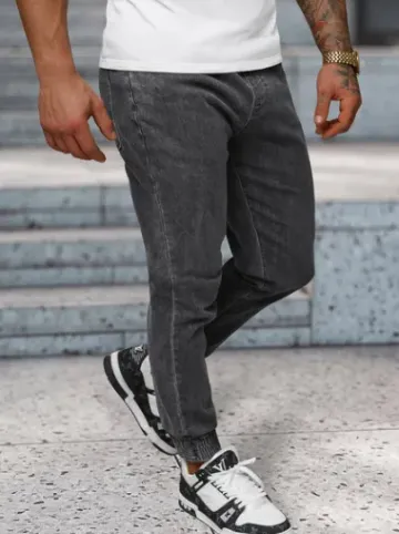 Spodnie jeansowe joggery męskie grafitowe NB/MP0272GS^Ozonee Hot