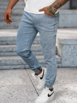 Spodnie jeansowe joggery męskie jasno-niebieskie NB/MP0272BC^Ozonee Fashion