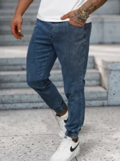 Spodnie jeansowe joggery męskie niebieskie NB/MP0272BS^Ozonee Fashion