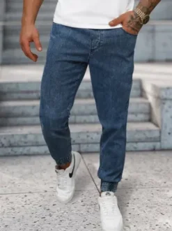 Spodnie jeansowe joggery męskie niebieskie NB/MP0272BS^Ozonee Fashion