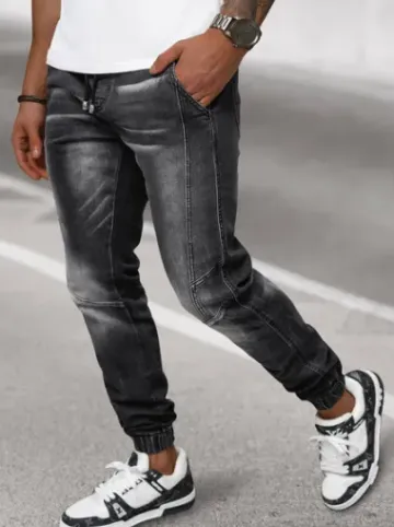 Spodnie jeansowe joggery męskie czarne NB/MP0115N^Ozonee Clearance