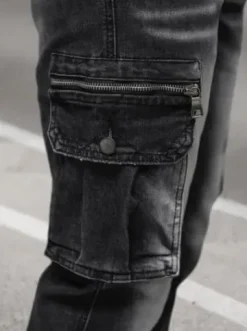 Spodnie jeansowe joggery męskie czarne NB/MP0108N^Ozonee Fashion