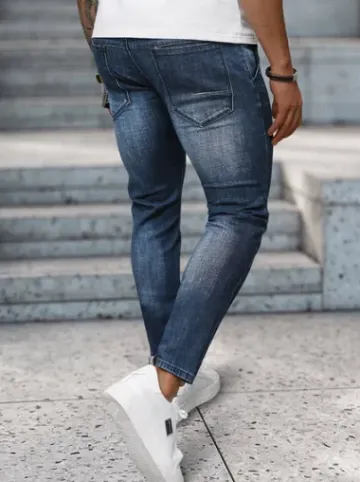 Spodnie jeansowe męskie ciemno-niebieskie NB/MP0091BS^Ozonee Hot