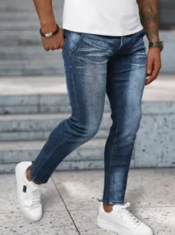 Spodnie jeansowe męskie ciemno-niebieskie NB/MP0091BS^Ozonee Hot