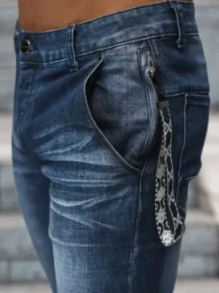 Spodnie jeansowe męskie ciemno-niebieskie NB/MP0091BS^Ozonee Hot
