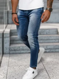 Spodnie jeansowe męskie ciemno-niebieskie NB/MP0009BS^Ozonee Fashion