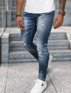 Spodnie jeansowe męskie ciemno-niebieskie NB/MP0170BS^Ozonee Hot