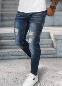 Spodnie jeansowe męskie ciemno-niebieskie NB/MP0017BS^Ozonee Outlet