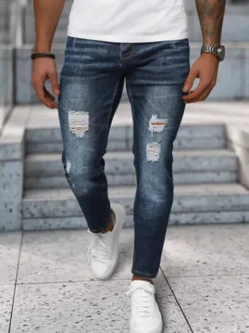 Spodnie jeansowe męskie ciemno-niebieskie NB/MP0017BS^Ozonee Outlet