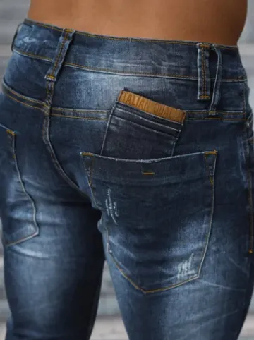 Spodnie jeansowe męskie ciemno-niebieskie NB/MP0017BS^Ozonee Outlet