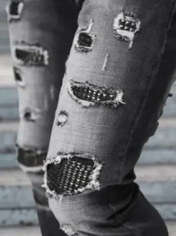 Spodnie jeansowe męskie czarne NB/MP0152N^Ozonee Fashion