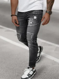 Spodnie jeansowe męskie czarne NB/MP0142N^Ozonee Hot