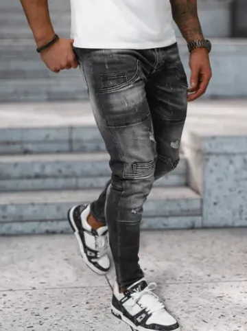 Spodnie jeansowe męskie czarne NB/MP0155N^Ozonee Fashion
