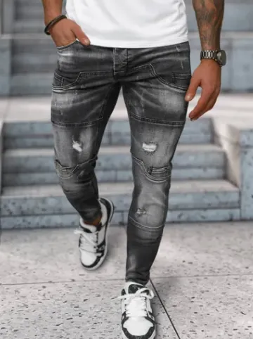 Spodnie jeansowe męskie czarne NB/MP0155N^Ozonee Fashion