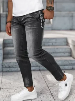 Spodnie jeansowe męskie czarne NB/MP0091N^Ozonee Outlet