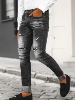 Spodnie jeansowe męskie czarne NB/MP0126N^Ozonee Outlet