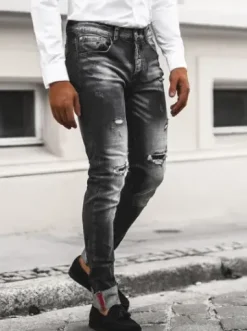 Spodnie jeansowe męskie czarne NB/MP0126N^Ozonee Outlet