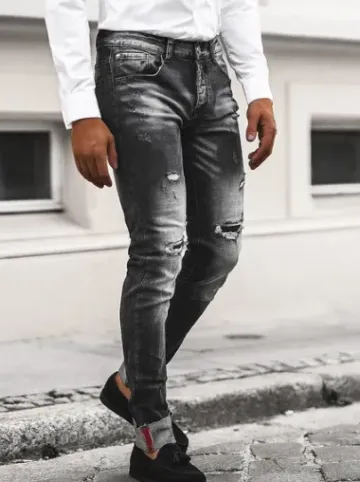 Spodnie jeansowe męskie czarne NB/MP0126N^Ozonee Outlet