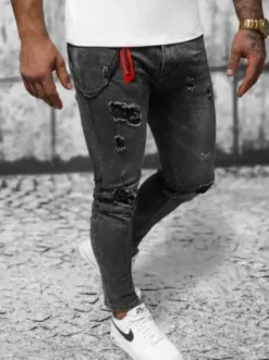 Spodnie jeansowe męskie czarne DR/TF246^Ozonee Best