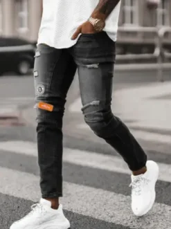 Spodnie jeansowe męskie czarne NB/MP0047NZ^Ozonee Fashion