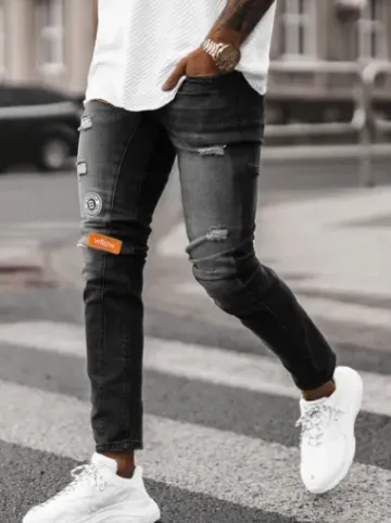 Spodnie jeansowe męskie czarne NB/MP0047NZ^Ozonee Fashion