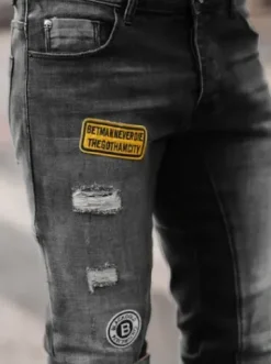 Spodnie jeansowe męskie czarne NB/MP0047NZ^Ozonee Fashion