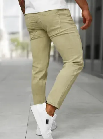Spodnie jeansowe męskie slim fit beżowe BL/JK880^Ozonee Outlet